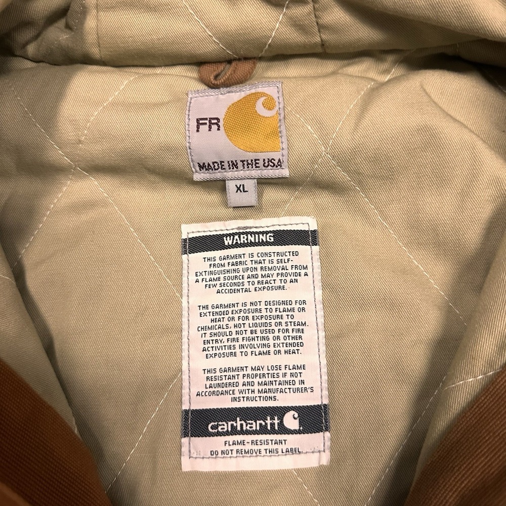Carhartt Fire Resistant Jacket Mens XL Brown HRC3 FullZip Hoodie Workwear FRJ237 - Picture 3 of 10